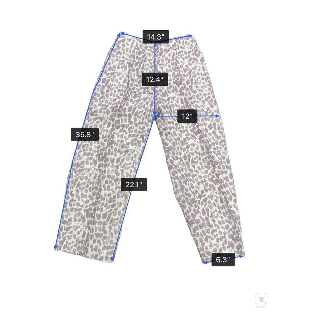 J.Crew Womens Purple Animal Print Linen Blend Pants SRelaxed Fit Long Size 6T - Picture 10 of 11